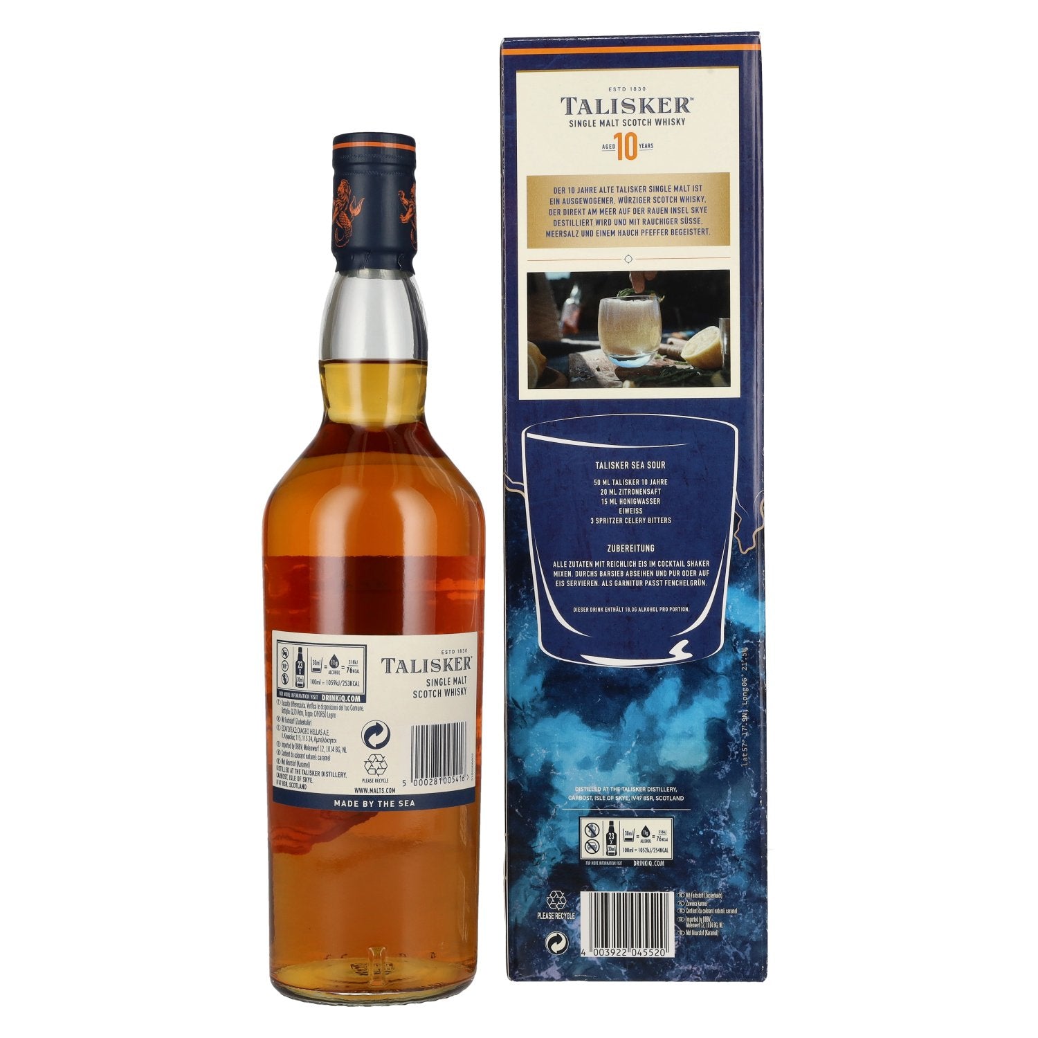 Talisker 10 Years Old Single Malt Scotch Whisky 45.8% Vol. 0.7l in Gift Box with Tumbler Glass