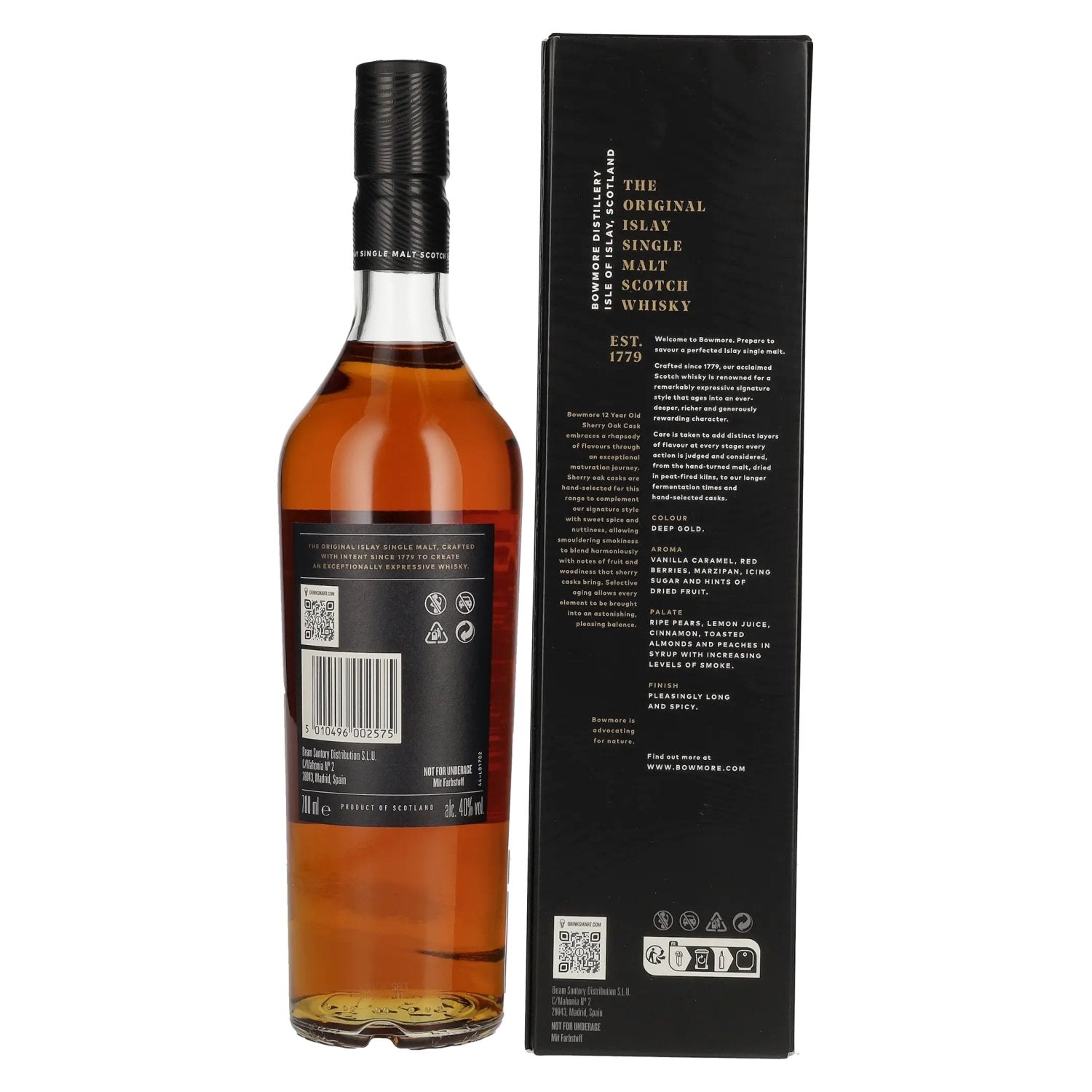 Bowmore 12 Years Old Sherry Oak Cask Islay Single Malt 40% Vol. 0.7l in Gift Box