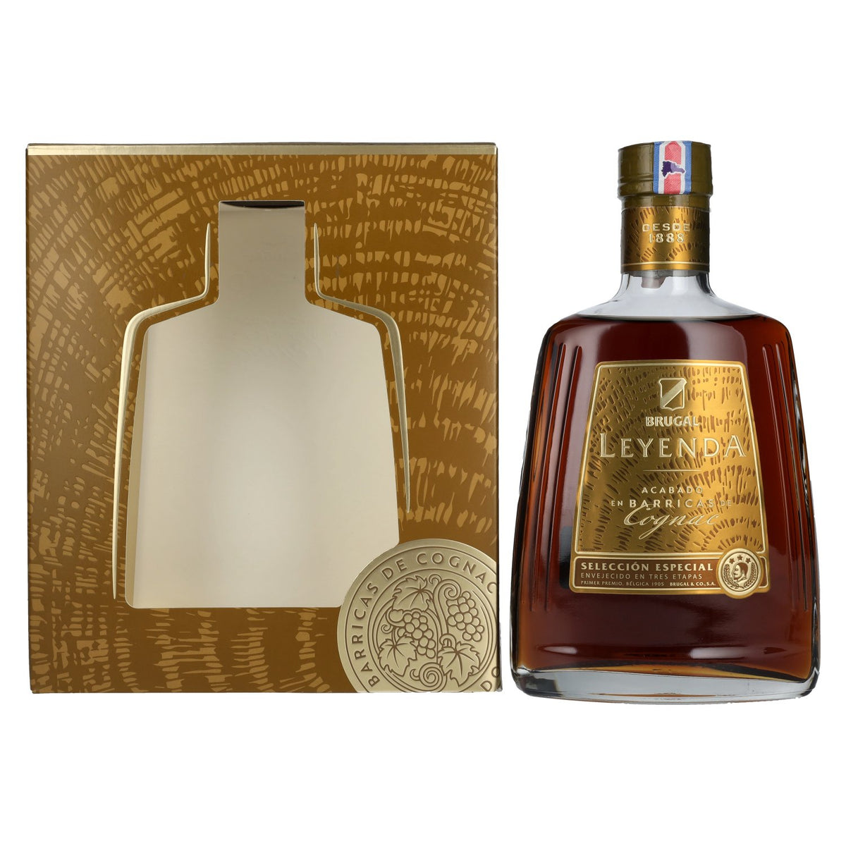 Brugal LEYENDA Cognac-Finished Rum 38% ABV, 0.7 litres, in a gift box