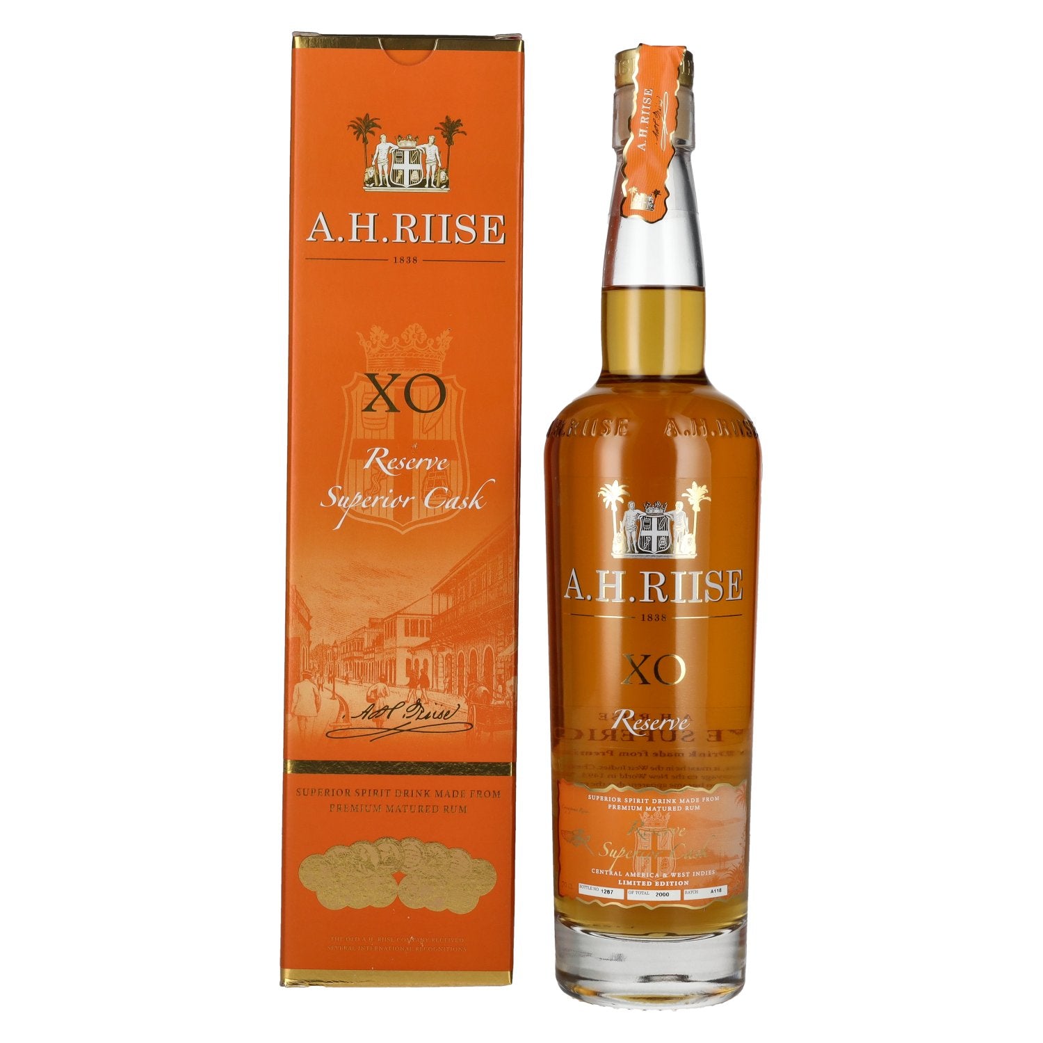 A.H. Riise X.O. Reserve Superior Cask Spirit Drink 40% Vol. 0,7l in Geschenkbox