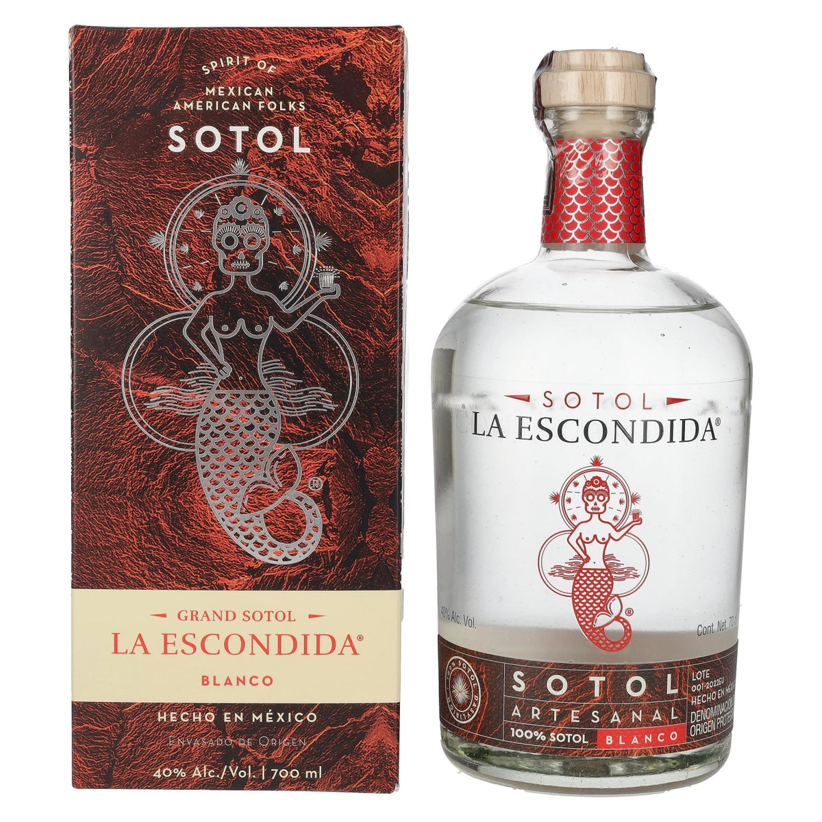 La Escondida Sotol Artesanal Blanco 40% Vol. 0.7l in Gift Box