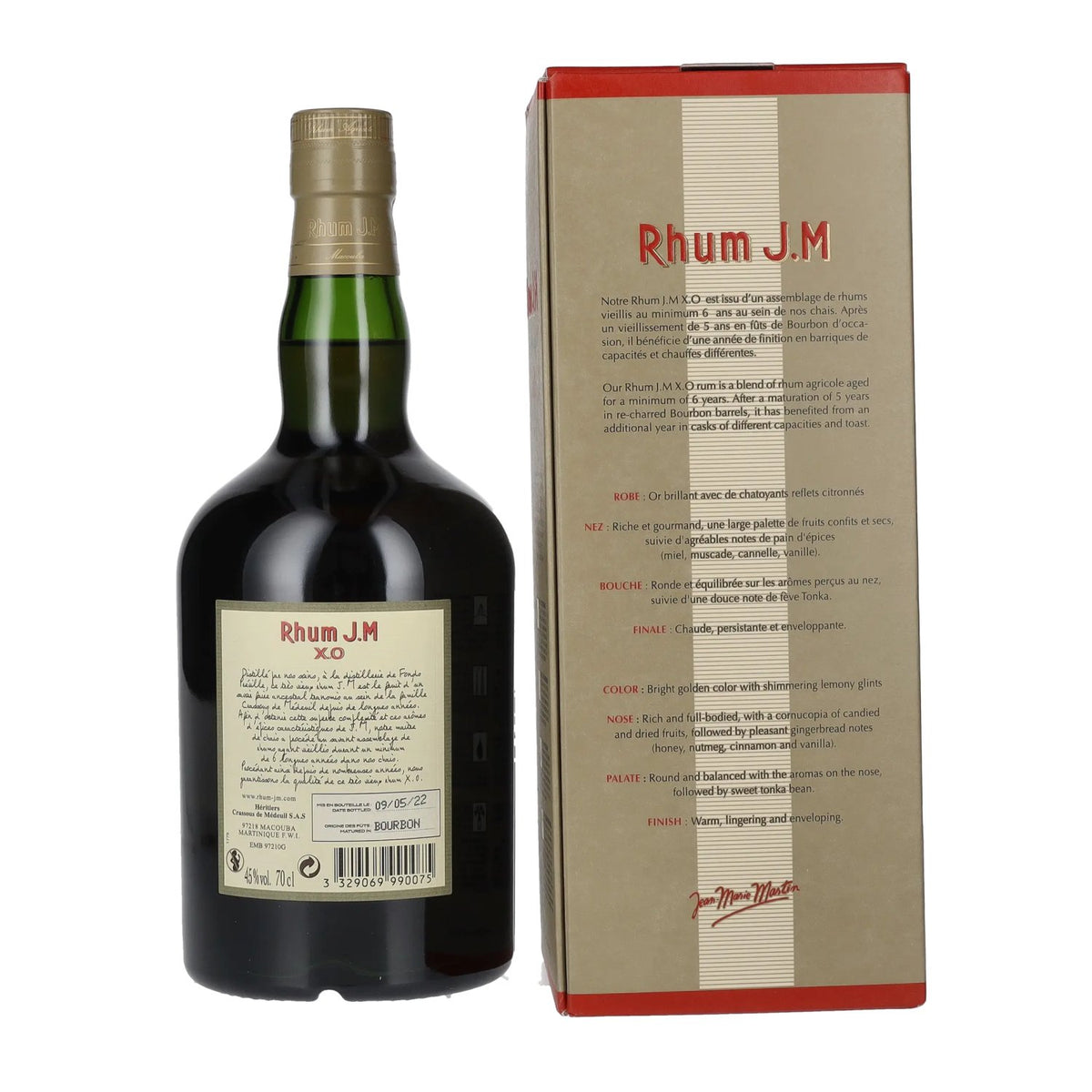 Rhum J.M Très Vieux Rhum Agricole X.O 45% vol. 0.7 l in a gift box
