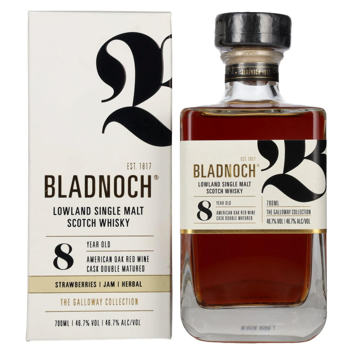 Bladnoch 8 Years Old Lowland Single Malt American Red Wine Cask 46,7% Vol. 0,7l in Geschenkbox