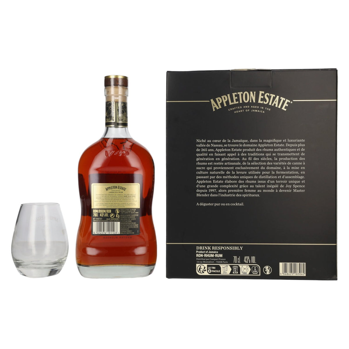 Appleton Estate 12 Years Old Rare Casks Jamaican Rum 43% vol. 0.7 l in a gift box with 2 glasses