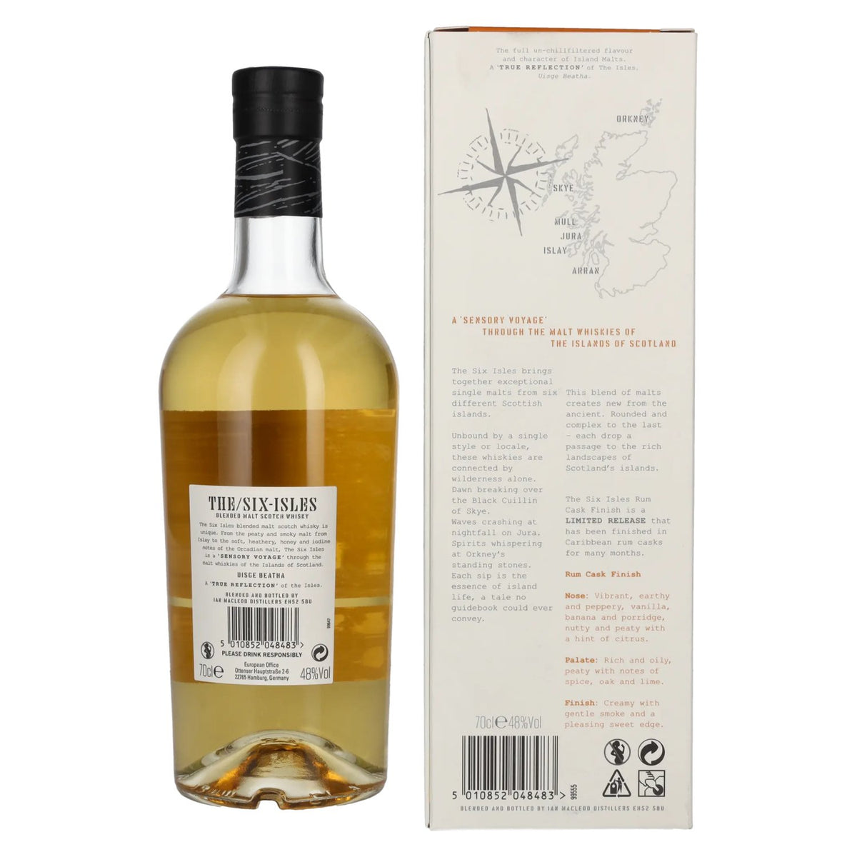 The Six Isles Blended Malt Scotch Whisky RUM CASK FINISH Limited Release 48% Vol. 0.7l in gift box