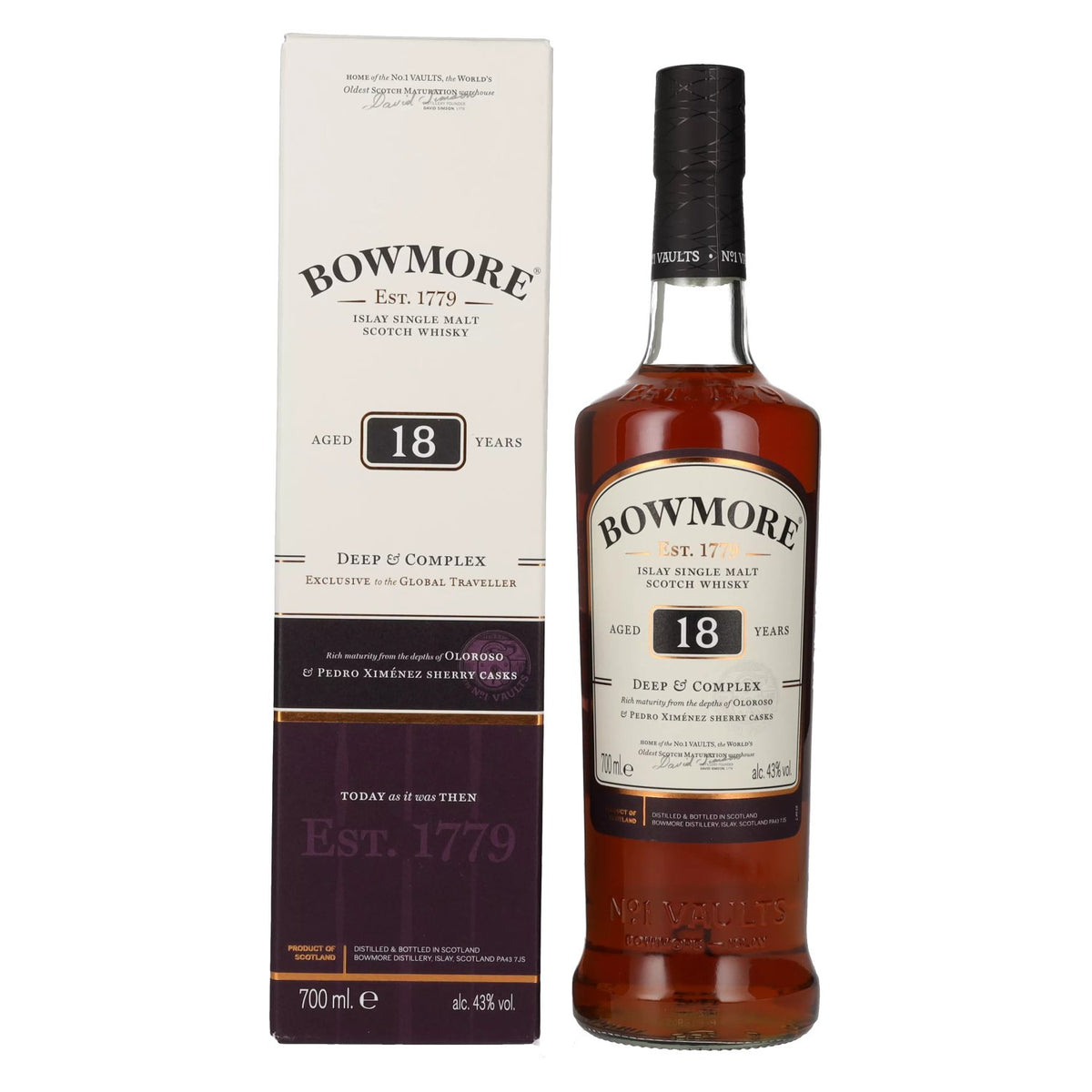Bowmore 18 Years Old DEEP &amp; COMPLEX Travel Exclusive 43% vol. 0.7 l in a gift box