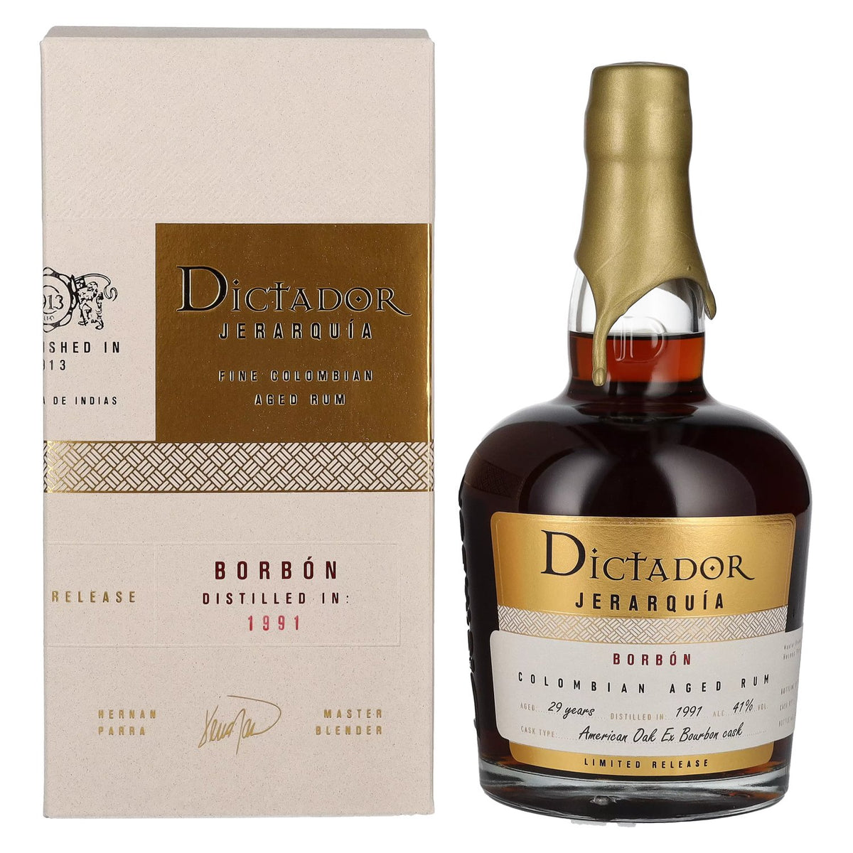 Dictador JERARQUÍA 29 Years Old BOURBON Rum 1991 41% Vol. 0.7L in Gift Box
