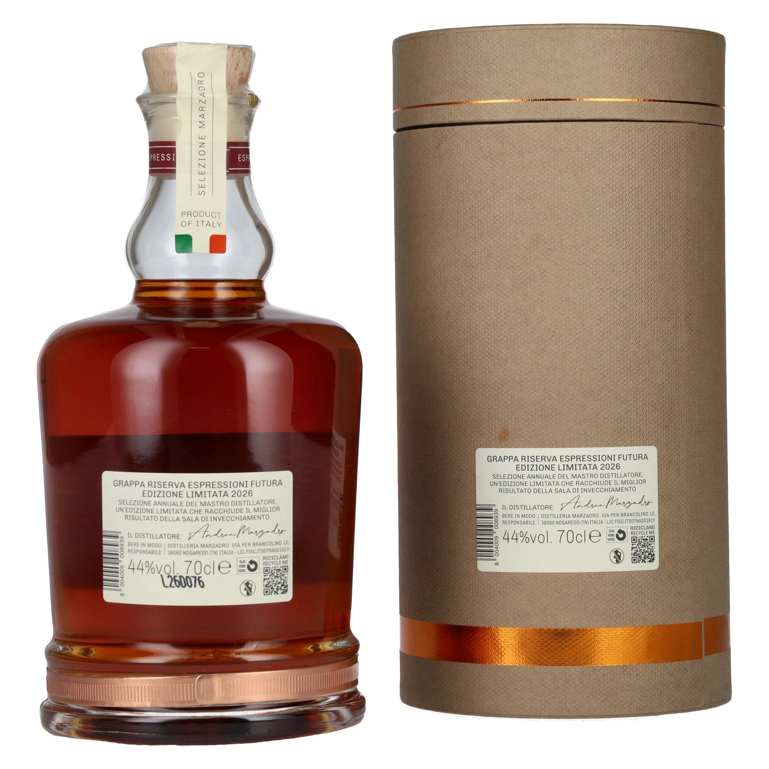 Marzadro ESPRESSIONI FUTURA Grappa 2026 44% Vol. 0,7l in Geschenkbox