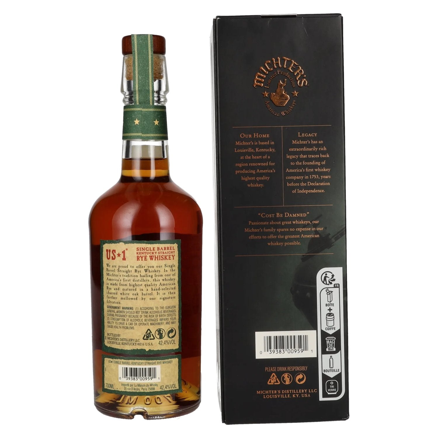 Michter's US*1 Kentucky Single Barrel Straight Rye Whiskey 42.4% Vol. 0.7l in gift box