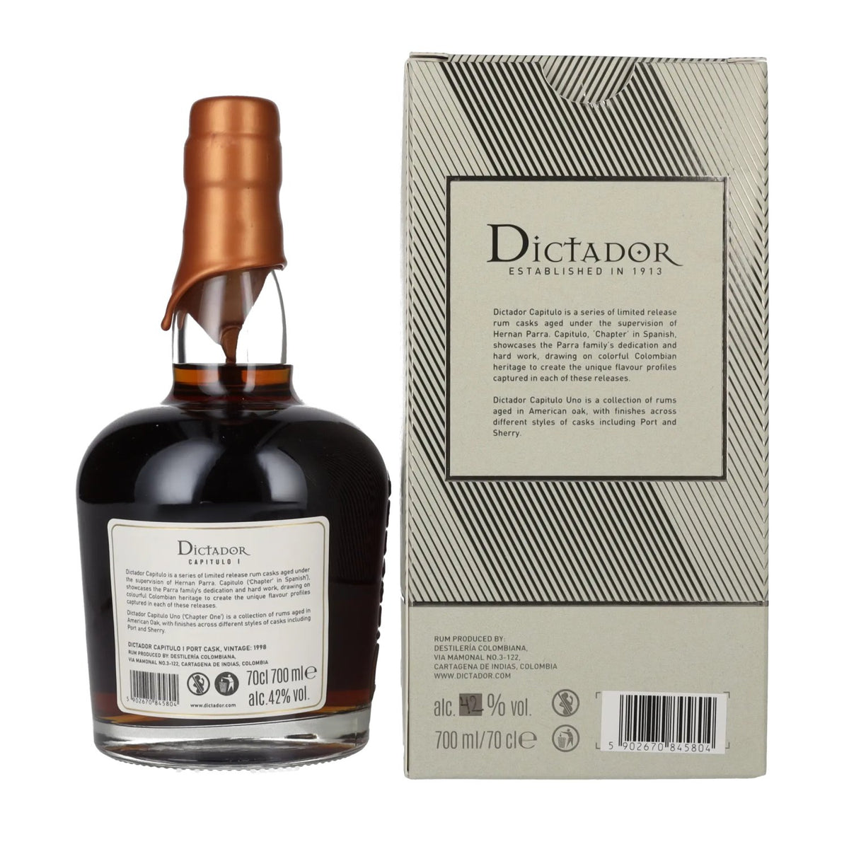 Dictador CAPITULO I 22 Years Old Port Cask Colombian Aged Rum 1998 42% Vol. 0.7L in Gift Box