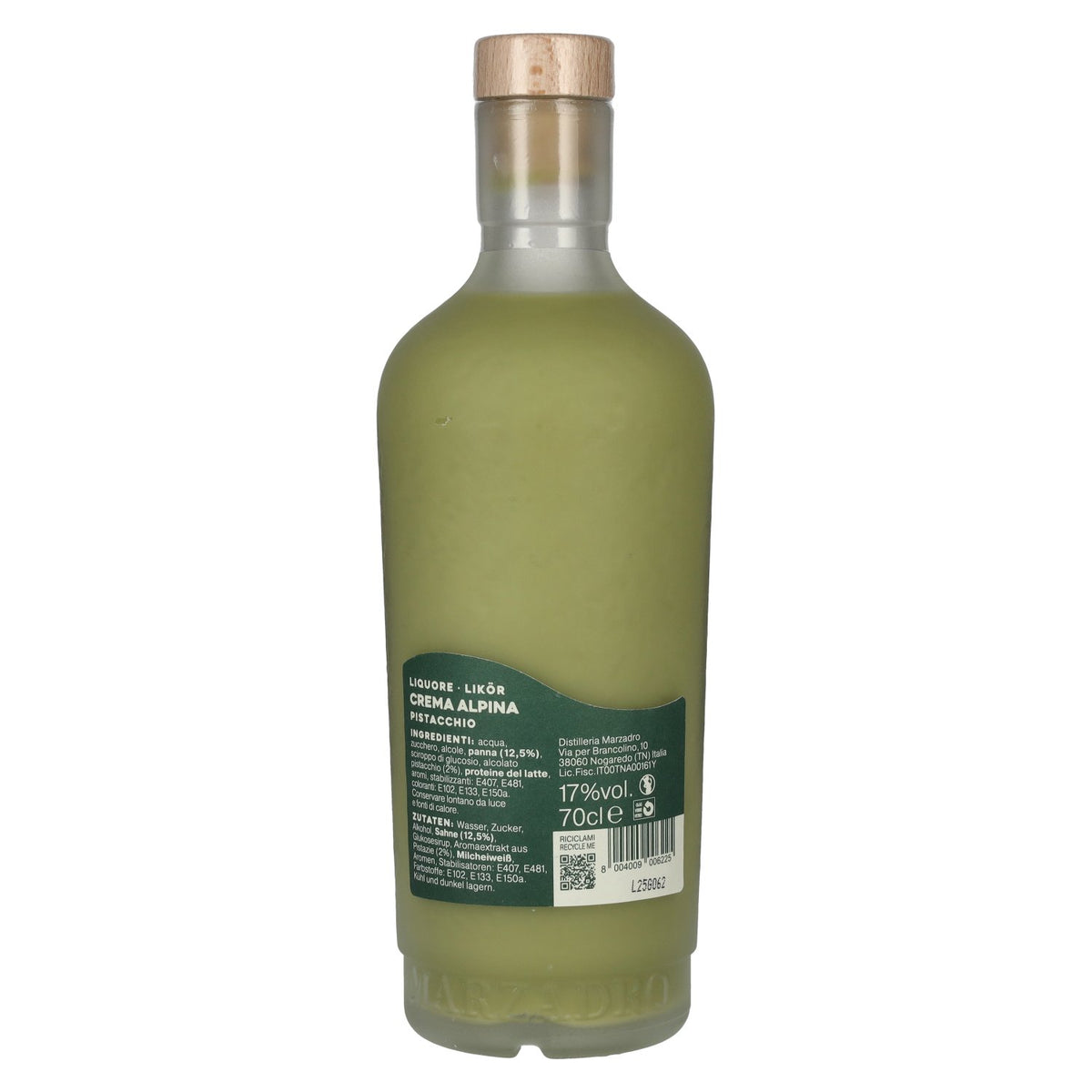 Marzadro Crema Alpina Pistachio 17% ABV 0.7l