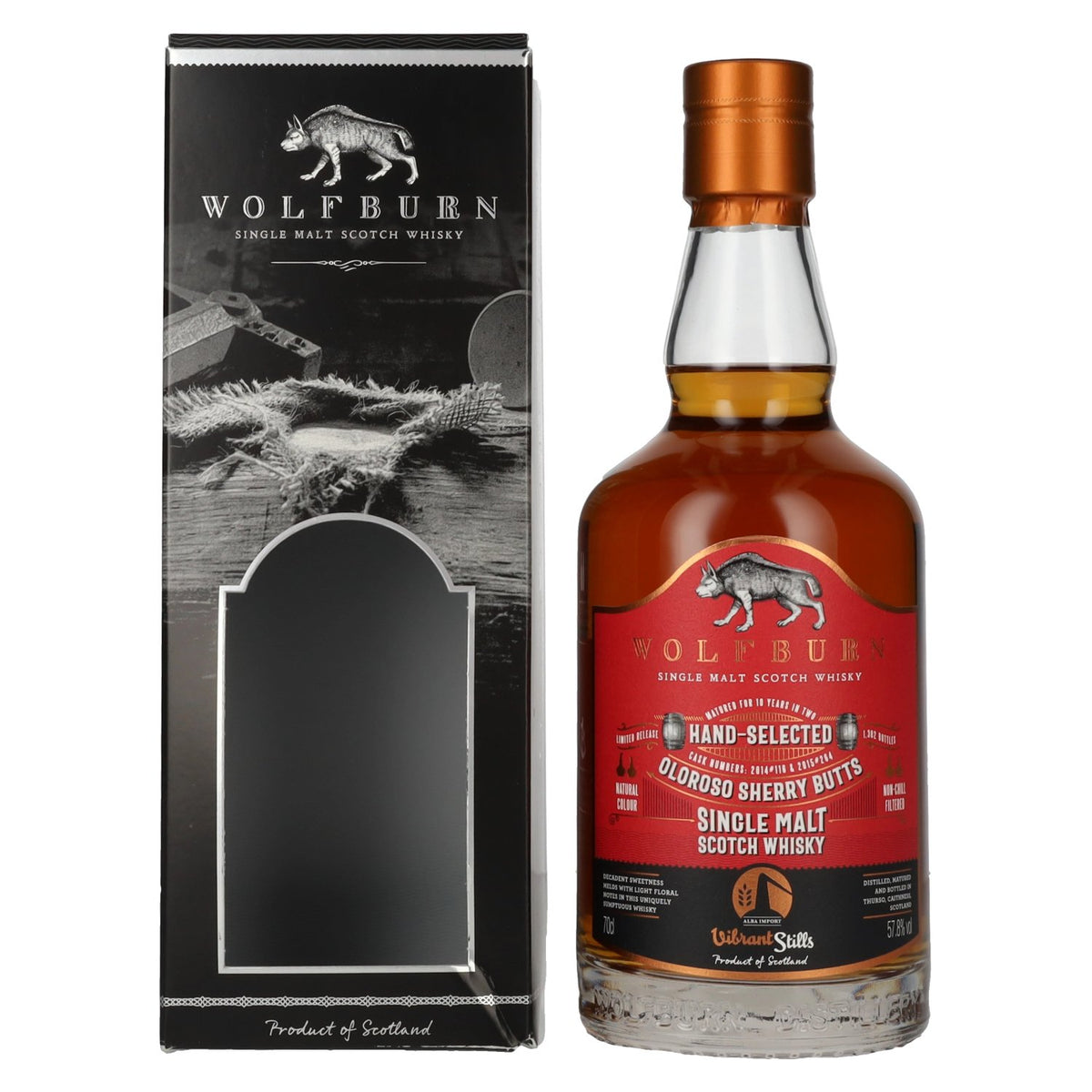 Wolfburn VIBRANT STILLS 10 Years Old Oloroso Sherry Butts 57.8% Vol. 0.7L in Gift Box