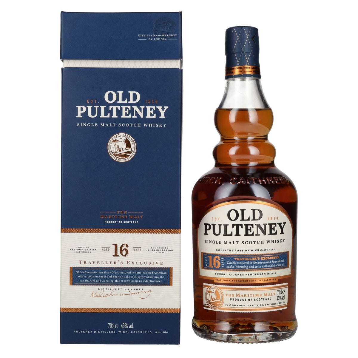 Old Pulteney 16 Years Old Single Malt TRAVELLER'S EXCLUSIVE 43% Vol. 0.7l in Gift Box