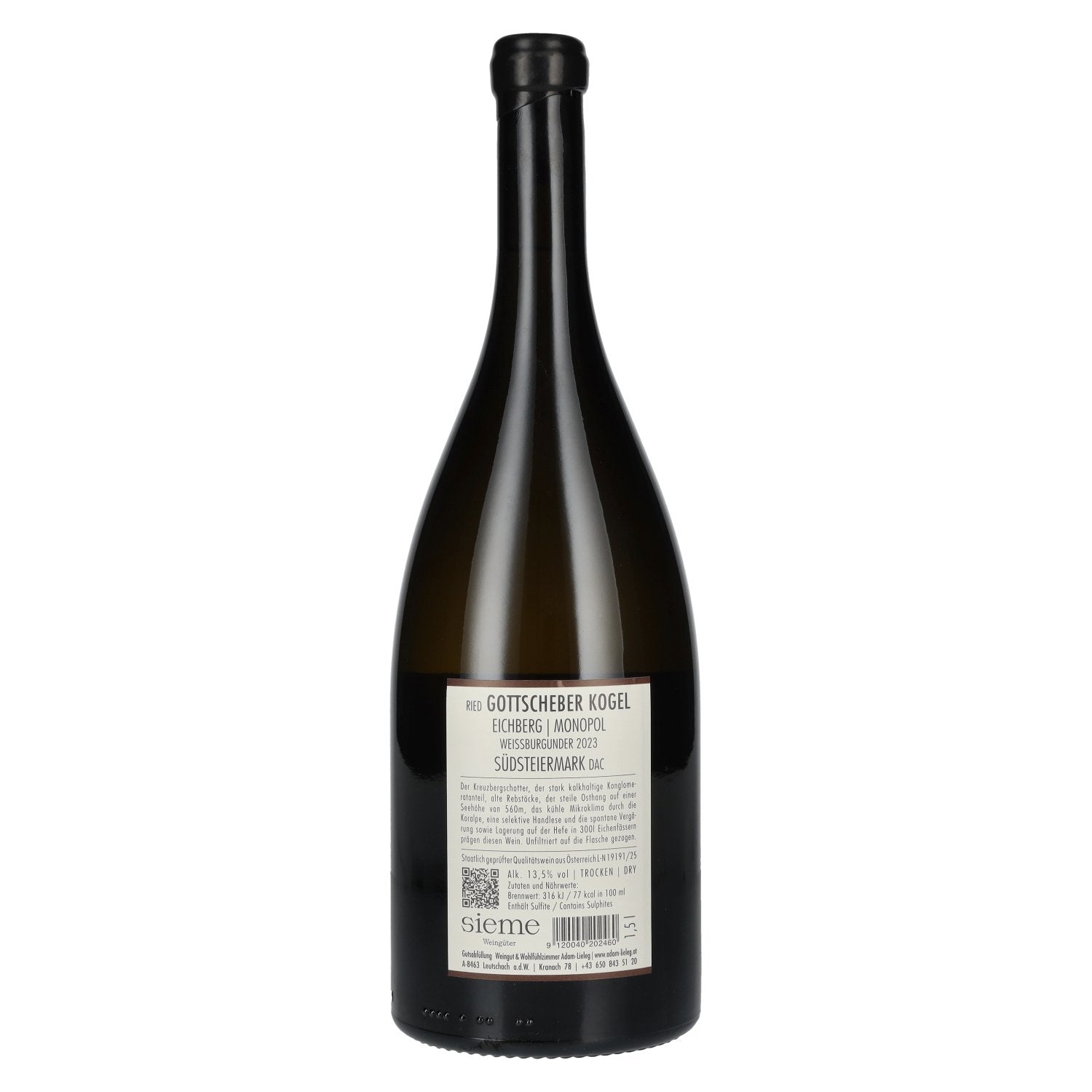 Adam-Lieleg Pinot Blanc Ried Gottscheber Südsteiermark DAC 2023 13.5% Vol. 1.5l