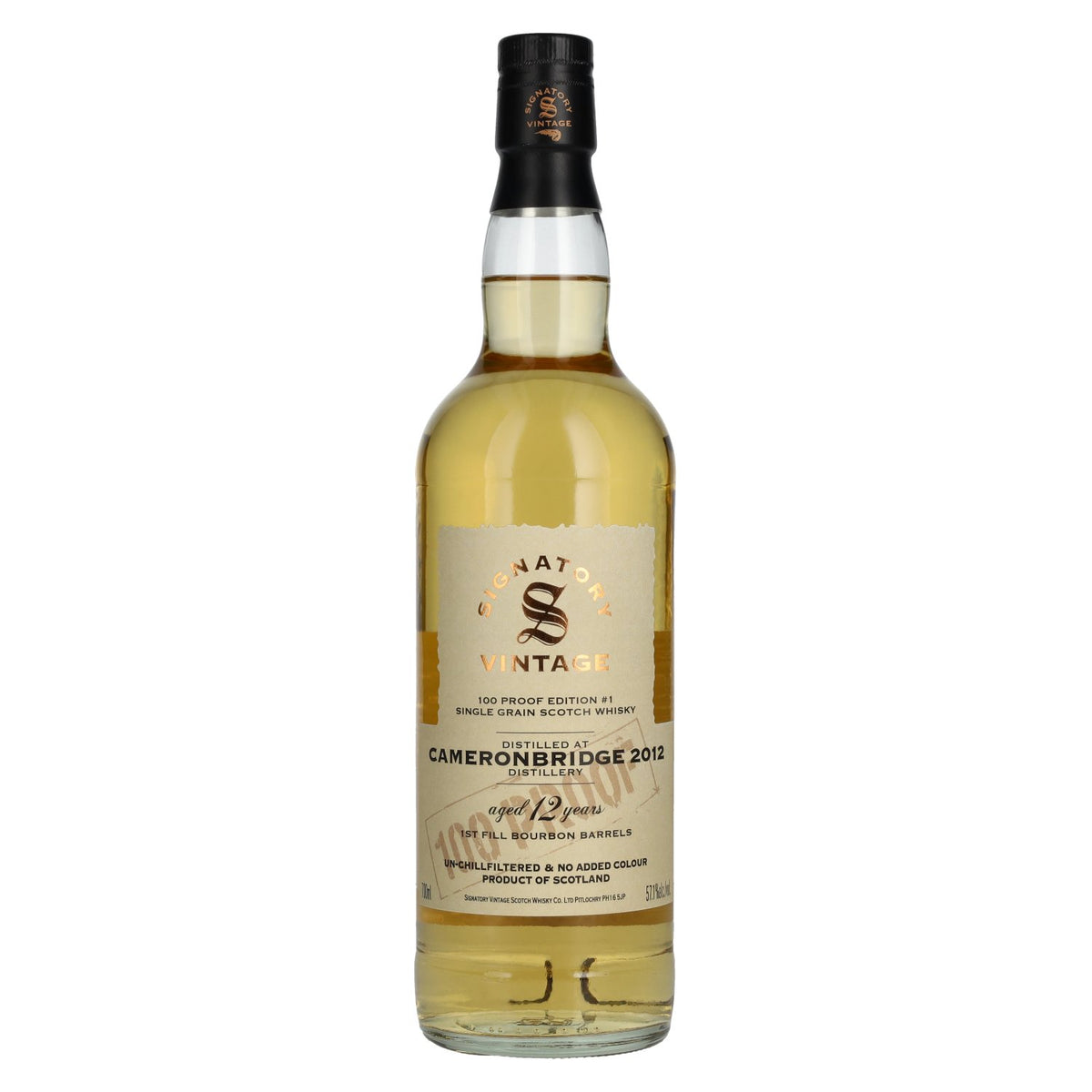 Signatory Vintage 100 Proof Edition CAMERONBRIDGE 12 Years Old Single Grain #1 2012 57.1% Vol. 0.7l