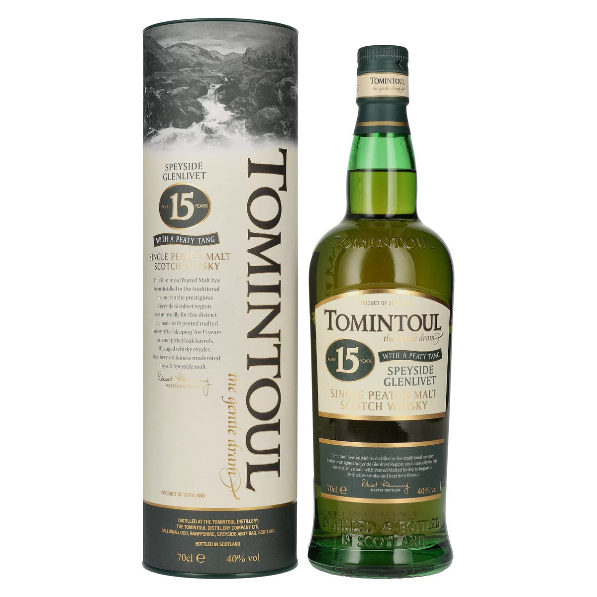 Tomintoul 15 Years Old WITH A PEATY TANG 40% Vol. 0.7l in gift box
