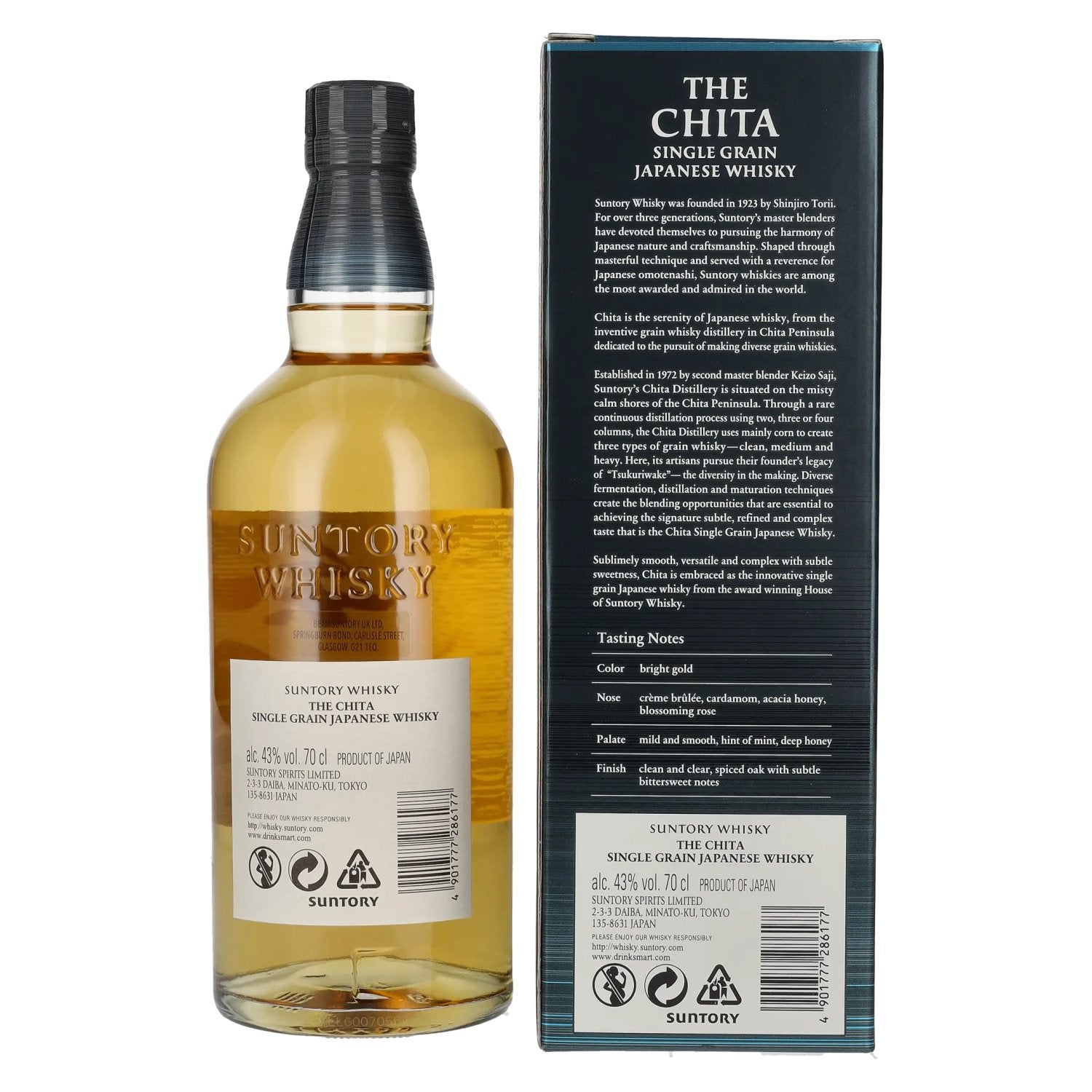 Suntory Whisky THE CHITA Single Grain Japanese Whisky 43% Vol. 0.7l in Gift Box