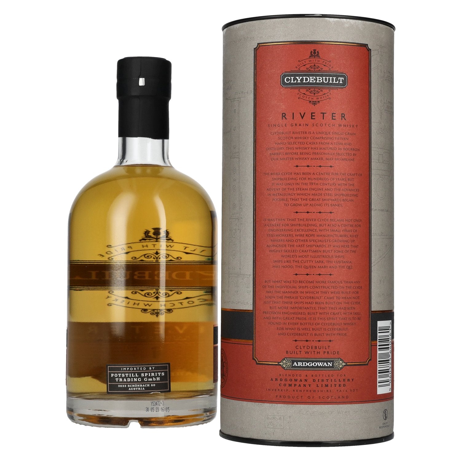 Ardgowan Clydebuilt RIVETER Single Grain Scotch Whisky 50% Vol. 0,7l in Geschenkbox