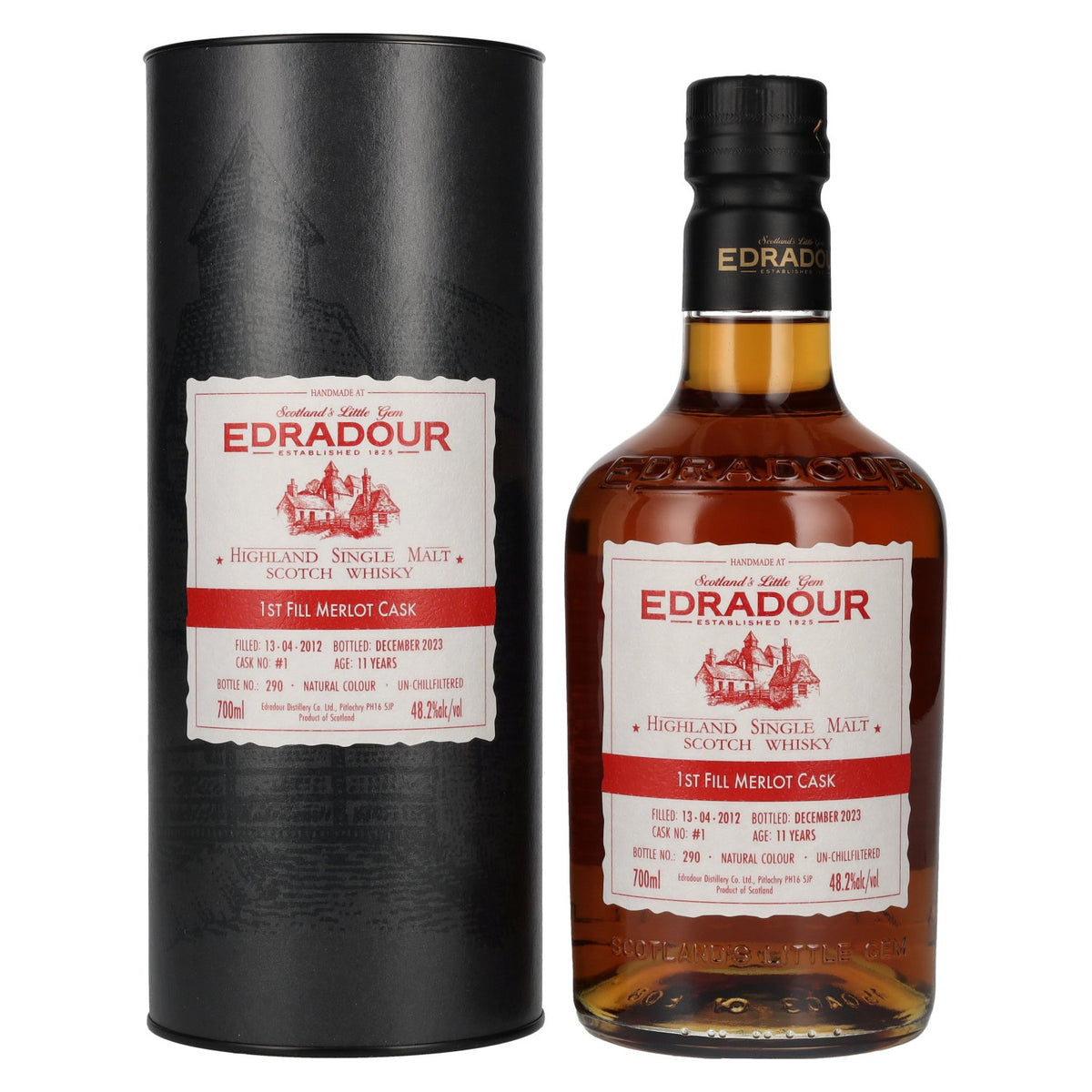 Edradour 11 Years Old ST. MICHAEL-EPPAN Merlot Cask #1 2012 48.2% Vol. 0.7l in Gift Box