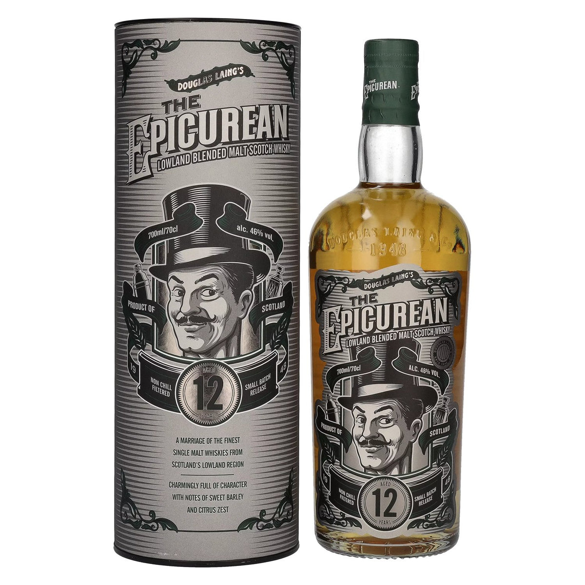 Douglas Laing THE EPICUREAN 12 Years Old Lowland Blended Malt 46% Vol. 0.7L in Gift Box