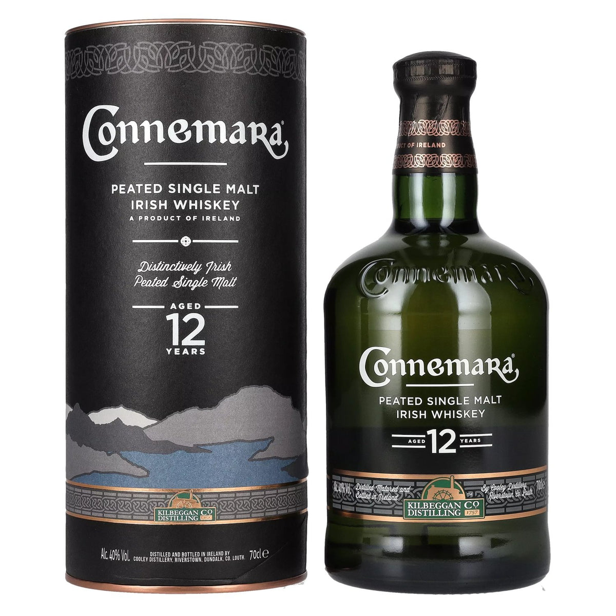 Connemara 12-Year-Old Peated Single Malt Irish Whisky, 40% vol., 0.7 litres, in a gift box