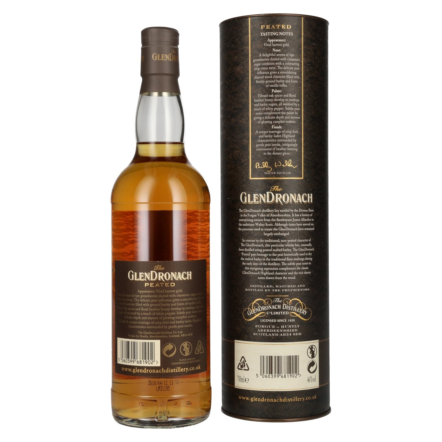 The GlenDronach PEATED Highland Single Malt Scotch Whisky 46% Vol. 0,7l in Geschenkbox