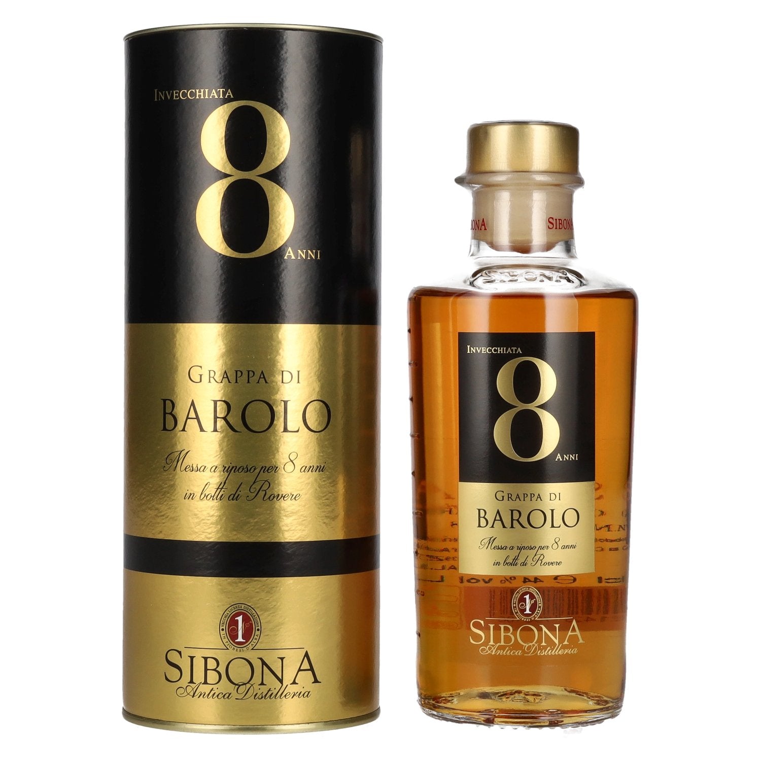 Sibona 8 Years Aged Grappa di BAROLO 44% Vol. 0.5l in gift box