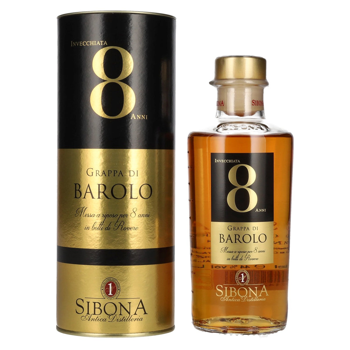 Sibona 8 Years Aged Grappa di BAROLO 44% Vol. 0.5l in gift box