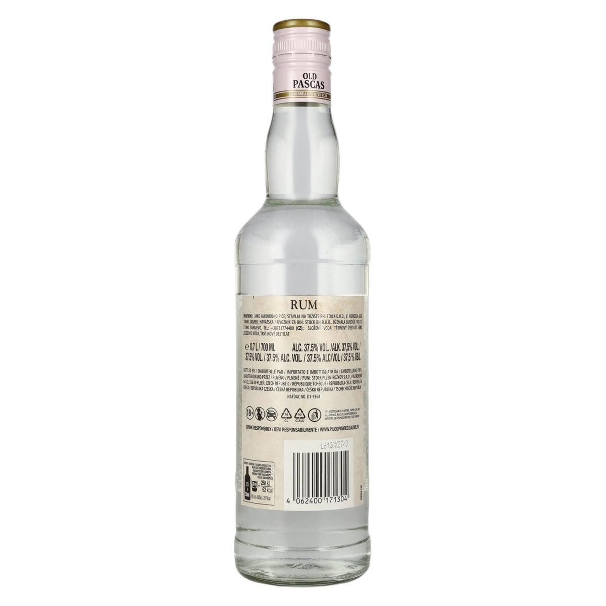 Old Pascas White Rum 37.5% ABV 0.7l