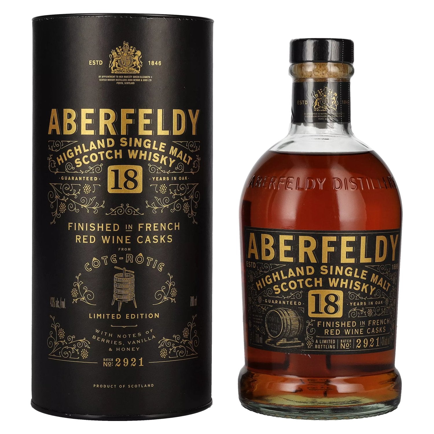 Aberfeldy 18 Years Old Red Wine Casks CÔTE RÔTIE 43% Vol. 0,7l in Geschenkbox