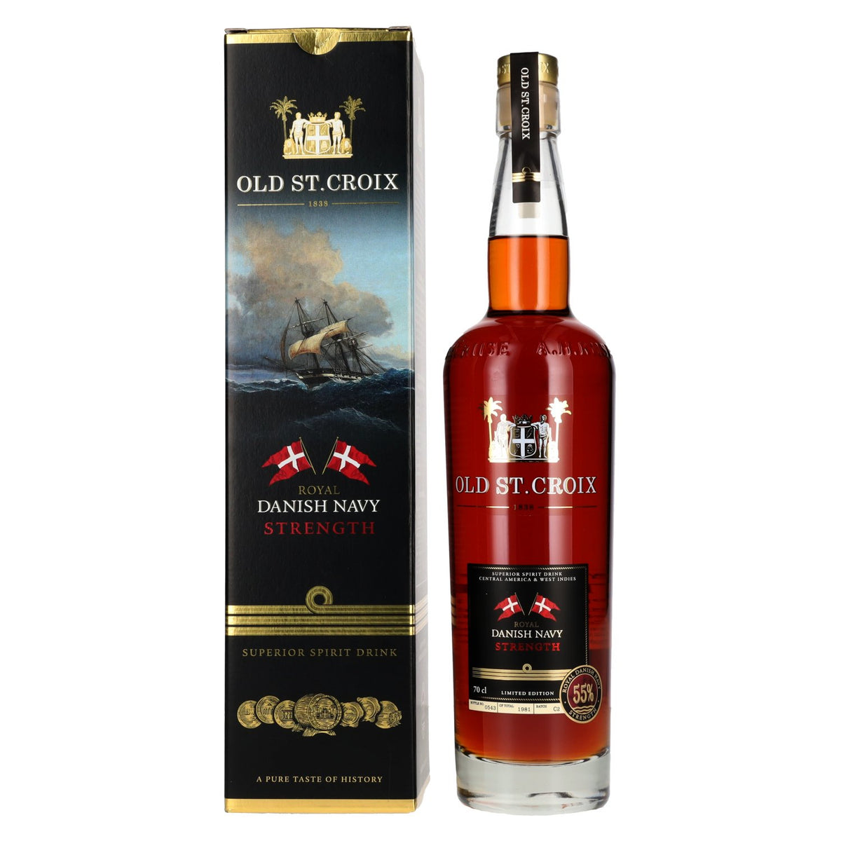 Old St. Croix A.H. Riise Royal DANISH NAVY STRENGTH Superior Spirit Drink 55% Vol. 0,7l in Geschenkbox