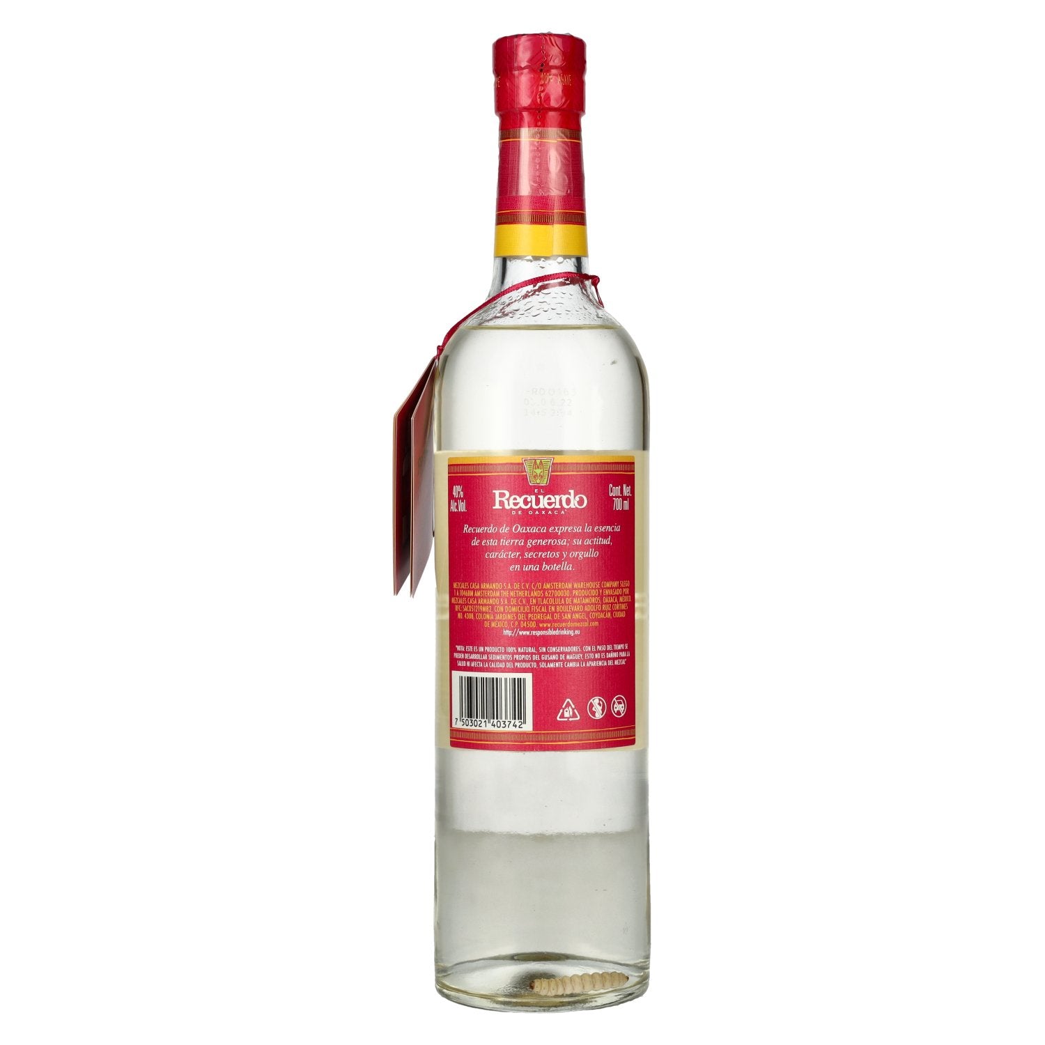 El Recuerdo de Oaxaca Mezcal Abocado mit WURM 40% Vol. 0,7l