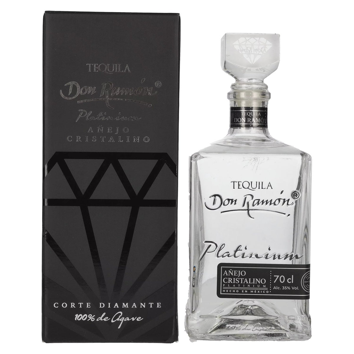 Don Ramón Platinum Añejo Cristalino 100% Agave 35% Vol. 0.7L in gift box