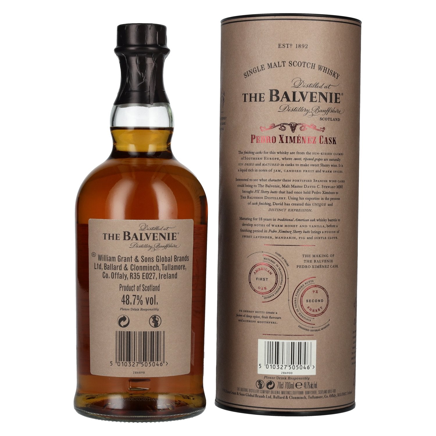 The Balvenie 18 Years Old Pedro Ximénez Cask 48,7% Vol. 0,7l in Geschenkbox