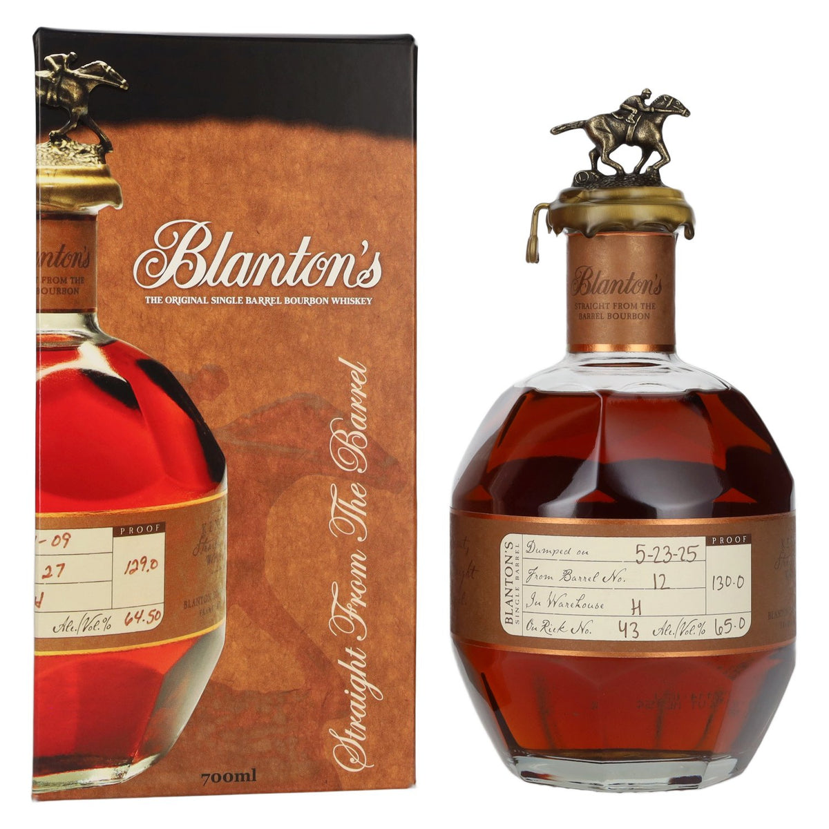 Blanton's STRAIGHT FROM THE BARREL BOURBON 65% vol. 0.7 l in a gift box