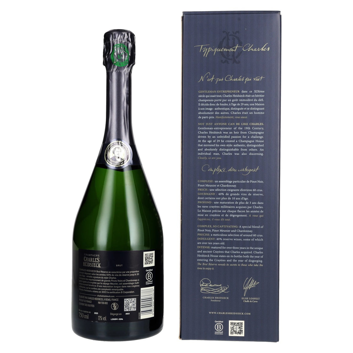 Charles Heidsieck Brut Réserve 12% ABV, 0.75 l in a gift box