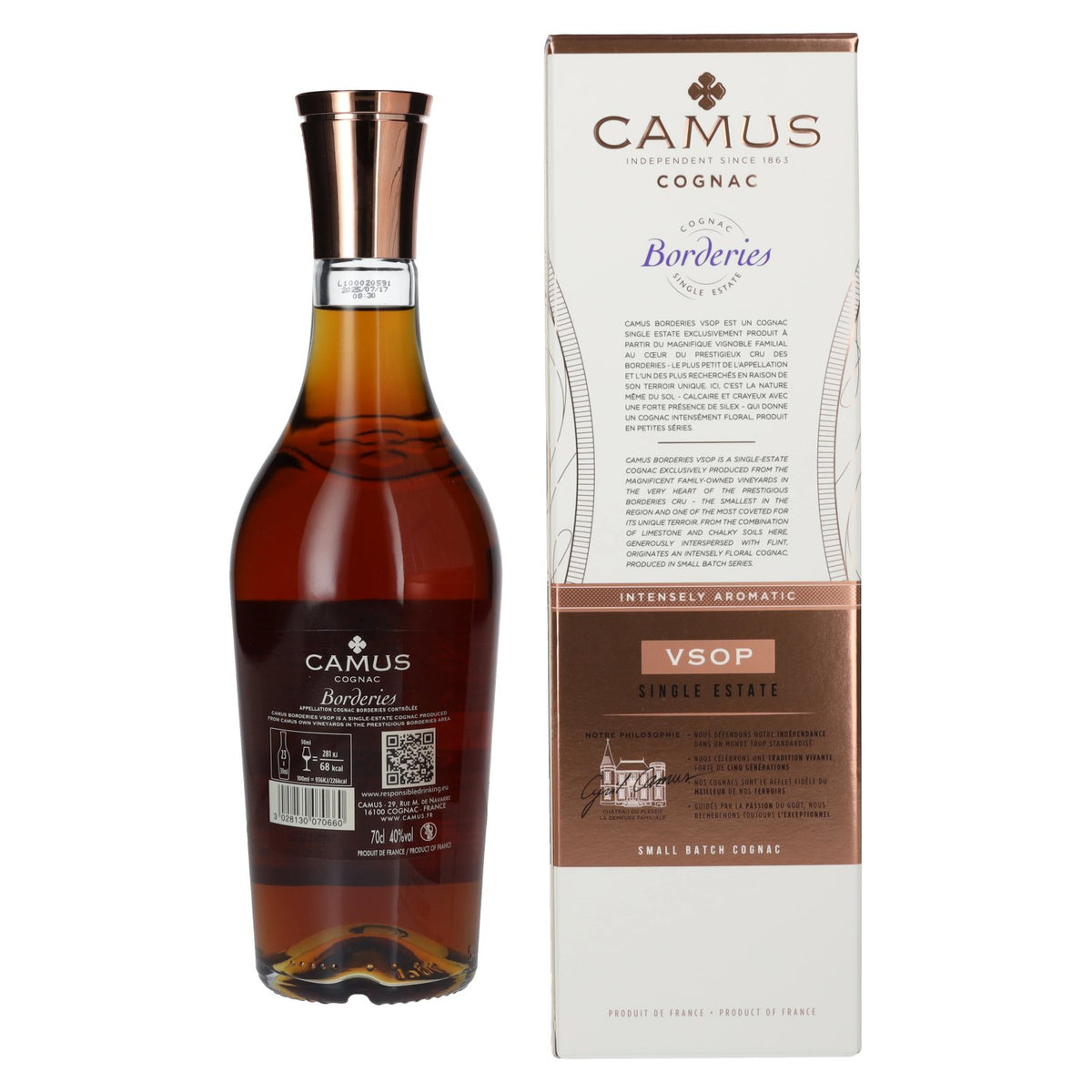 Camus VSOP Borderies Single Estate Small Batch Cognac 40% Vol. 0.7l in Gift Box
