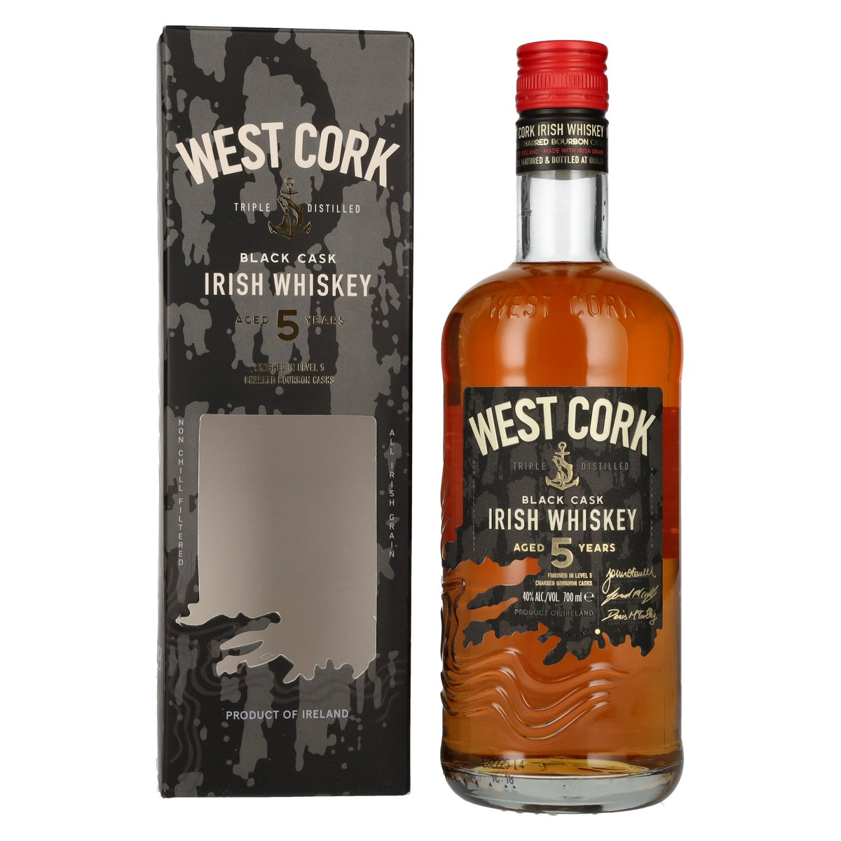 West Cork 5 Years Old Irish Whiskey BLACK CASK Finish 40% Vol. 0,7l in Geschenkbox