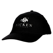 Ficken Liquors cap with silver print, black