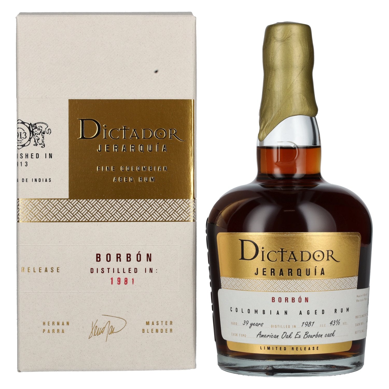 Dictador JERARQUÍA 39 Years Old BORBÓN Rum 1981 43% Vol. 0,7l in Geschenkbox