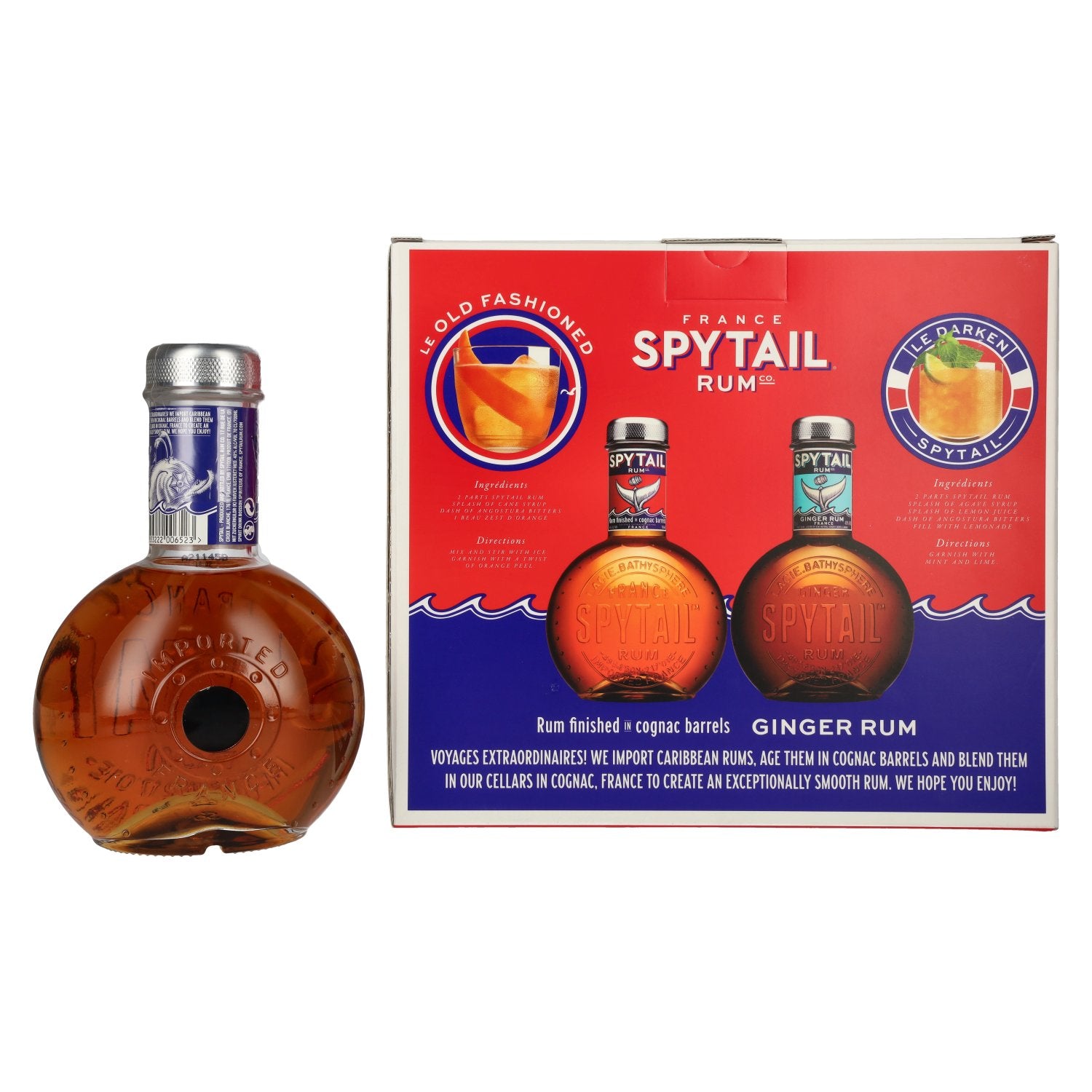 Spytail Cognac Barrels Spirit Drink 40% ABV, 0.7l, in a gift box with 2 glasses