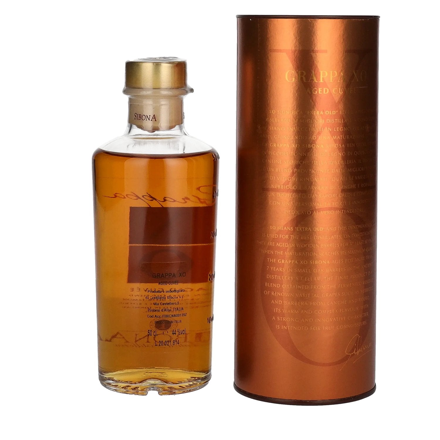 Sibona Grappa XO Aged Cuvée 44% Vol. 0,5l in Geschenkbox