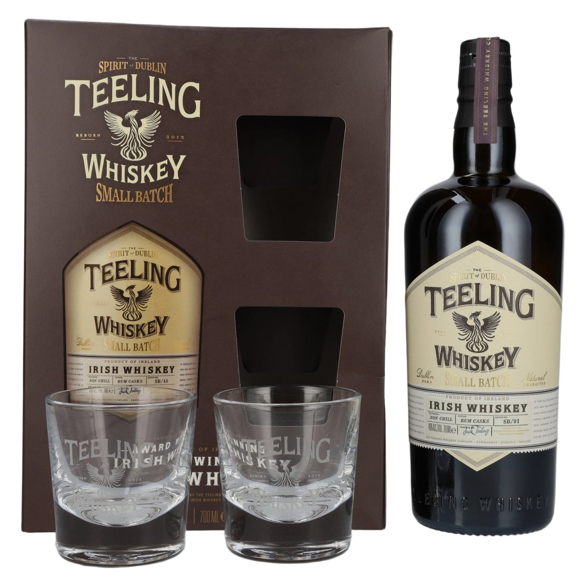 Teeling Whiskey SMALL BATCH Irish Whiskey Rum Cask 46% vol. 0.7 l in a gift box with 2 glasses