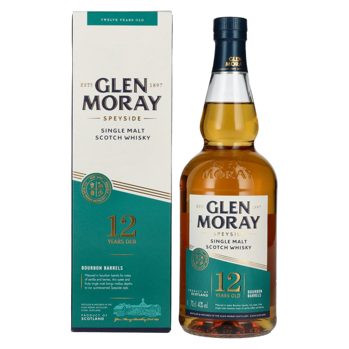 Glen Moray 12 Years Old Bourbon Barrels 40% Vol. 0.7l in Gift Box