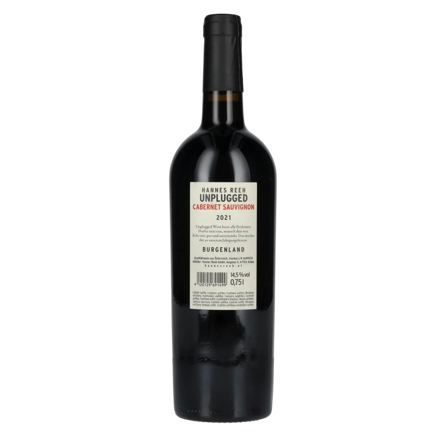Hannes Reeh Cabernet Sauvignon Unplugged 2021 14,5% Vol. 0,75l