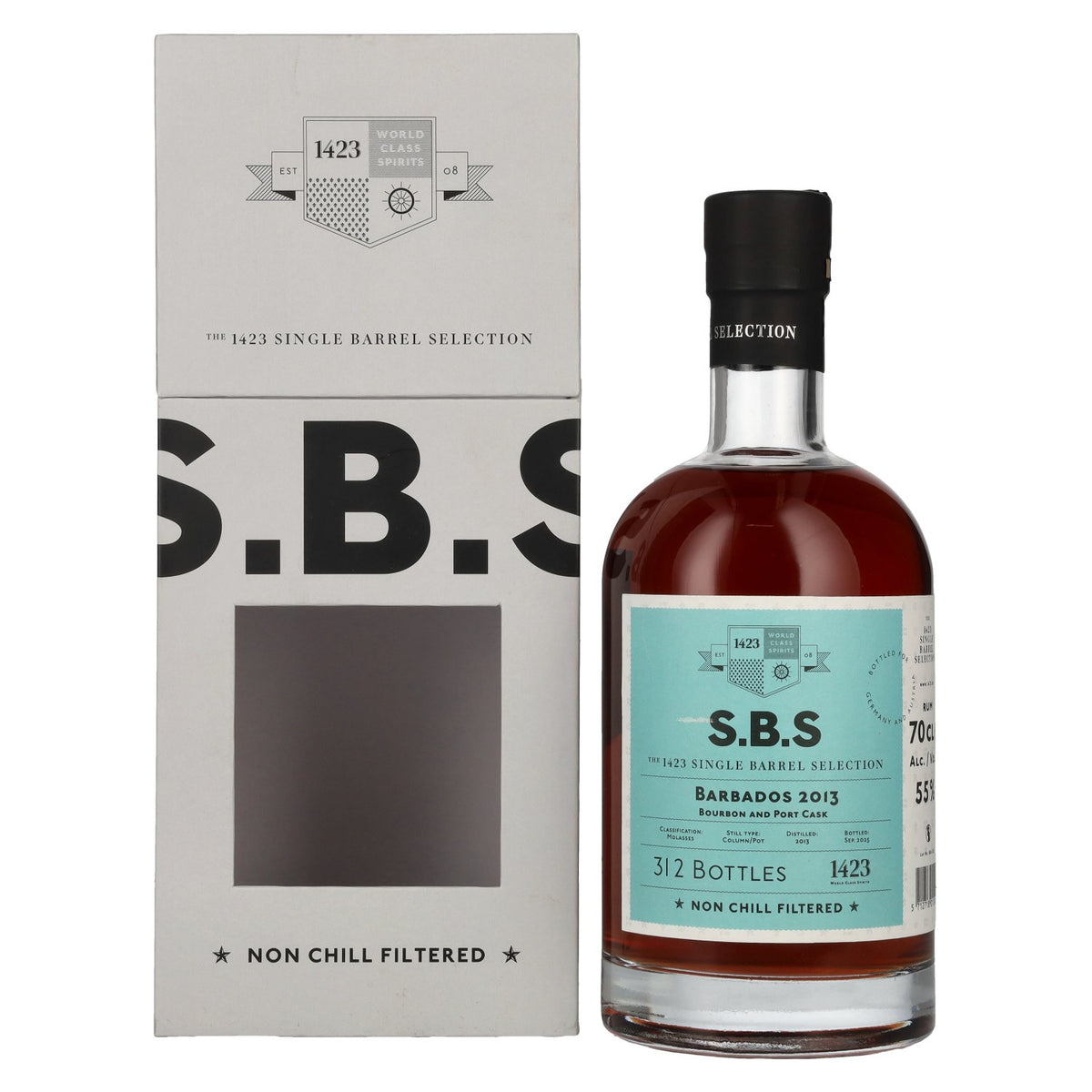 1423 S.B.S BARBADOS Bourbon and Port Cask 2013 55% vol. 0.7 l in a gift box