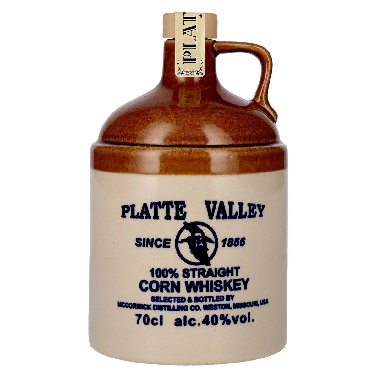 Platte Valley Corn Whiskey 3 Years Old 40% Vol. 0.7l in Ceramic Jug