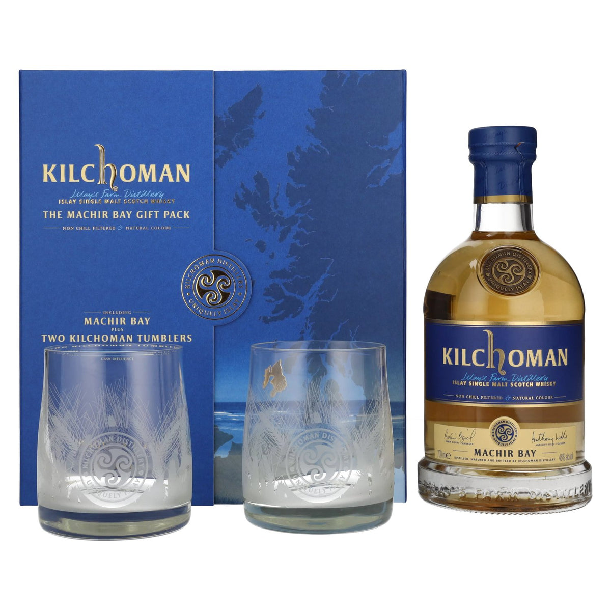 Kilchoman THE MACHIR BAY GIFT PACK 46% Vol. 0.7l in gift box with 2 glasses