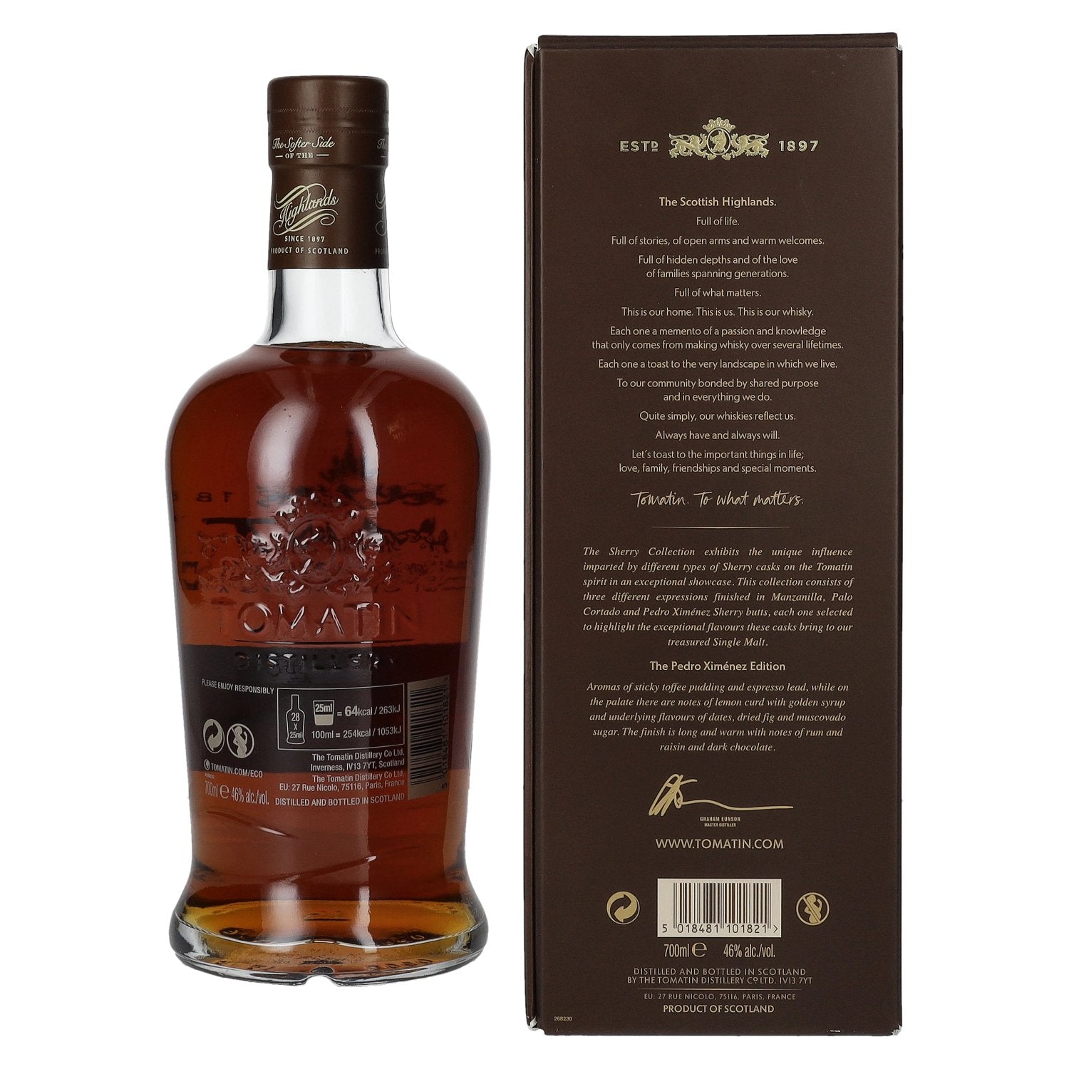 Tomatin 17 Years Old SHERRY COLLECTION Pedro Ximénez Sherry Butts Limited Edition 2006 46% Vol. 0,7l in Geschenkbox