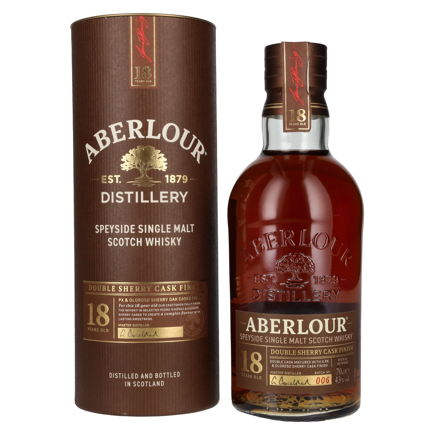 Aberlour 18 Years Old Double Sherry Cask Finish Batch No. 006 43% Vol. 0.7l in gift box